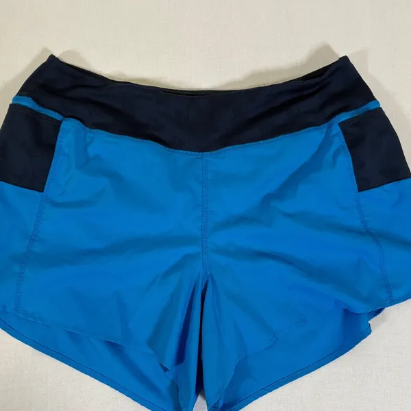 Rabbit Running Shorts Womens Large Blue Navy Pockets Built-in Liner USA Made - Image 9