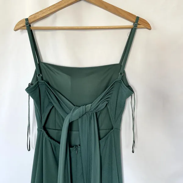 Birdy Grey maxi green formal‎ dress padded women's size XS open back side slit - Image 5