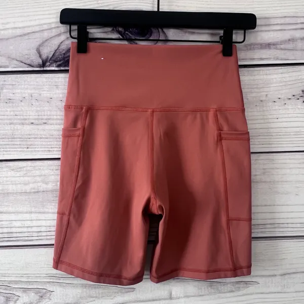 Aerie American Eagle Offline Rust Orange High Rise Bike Shorts - Image 3