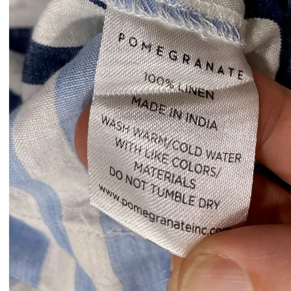 Pomegranate 100% Linen Striped Tunic Top Blue White S‎ - Image 5