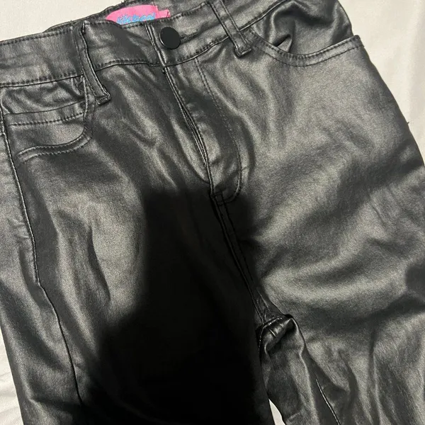 Edikted Luna Faux Leather Flare High Rise Pants Black Size‎ Small - Image 11