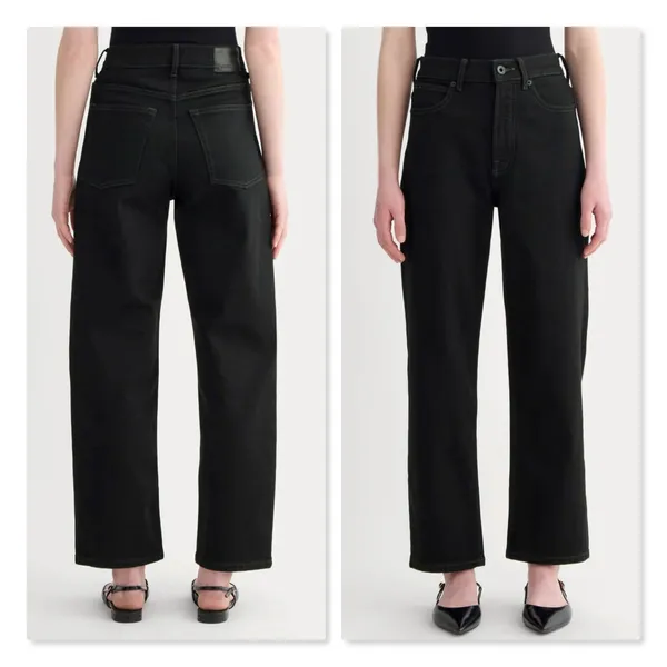 Everlane Women's TALL The Way High Jean Organic Cotton W27 Black Denim High Rise - Image 2