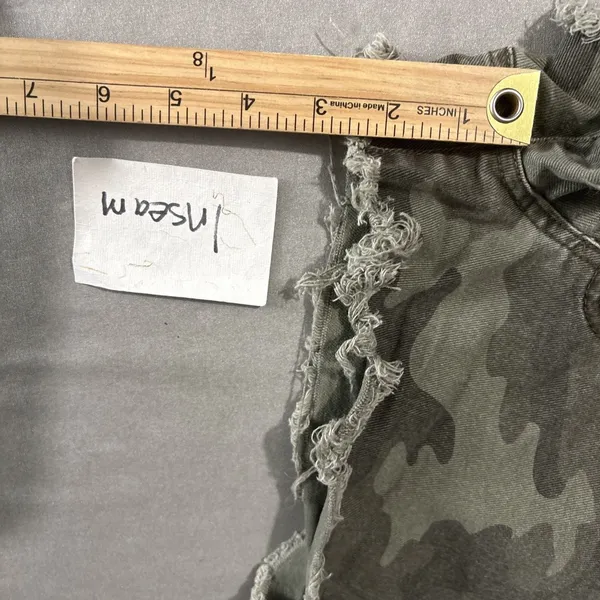 Aeropostale Aero Cheeky Short Size 00 Army Green Camouflage Short Mini Gorpcore Y2K Fray Hem - Image 12
