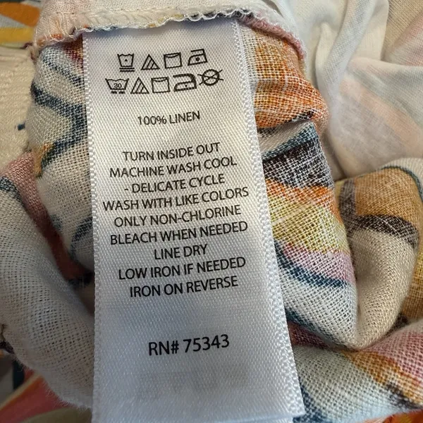 C&C California 100% Linen Wide Leg Pants Tropical Fruit‎ Flowy Beach Coastal LG - Image 5