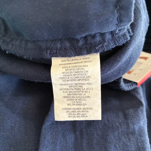 Briggs Navy Blue Linen Blend Pants High Rise Straight Leg NWT Womens Medium - Image 8