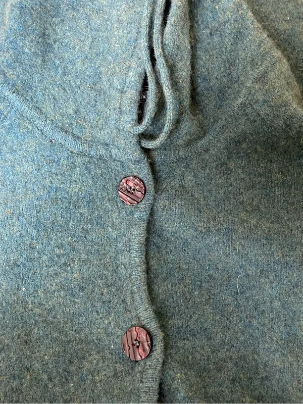 Newton Trading Co. Green 100% Lambswool Long Line Hooded Cardigan Size XL - Image 4