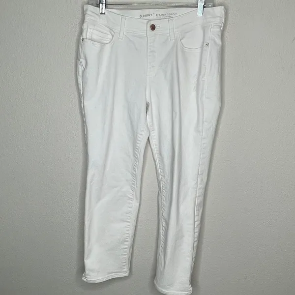 Old Navy Straight Mid Rise Jeans White‎ - Image 6