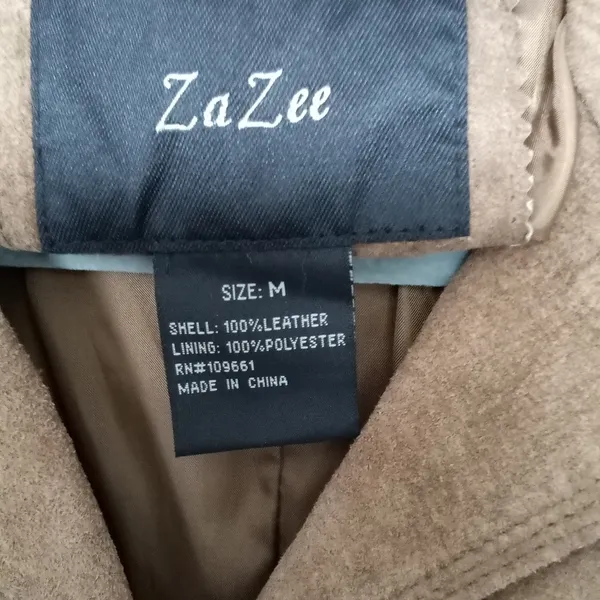 Zazee Jacket Blazer Vintage 100% leather Suede Brown Size M - Image 6