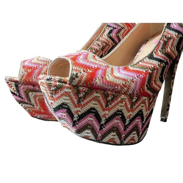 Betsey Johnson Bardot‎ Heels 9 M Fabric Platform Stiletto Heels - Image 2