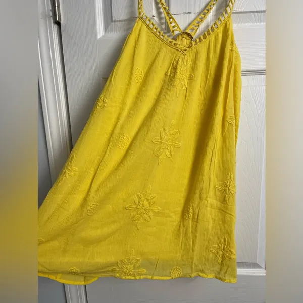 ZARA TRAFALUC COLLECTIONS Yellow Embroidered Mini Dress, Small - Image 3