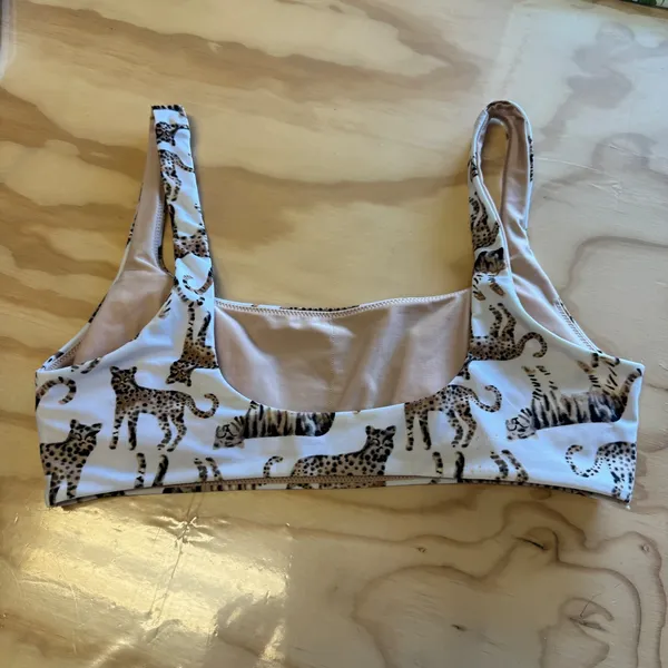 Aerie Animal Print Wide Strap Scoop Bikini Top Leopard Tiger Large 8836782302 - Image 3
