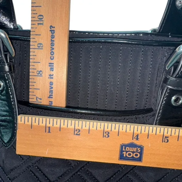 Vera Bradley Black Quilted Zippered Rectangular Bag / Commuter Tote /  Purse - Image 13