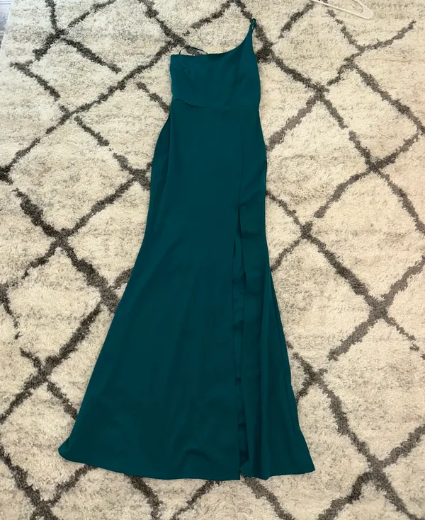 Windsor Aqua Blue One Shoulder Evening Gown - Image 2