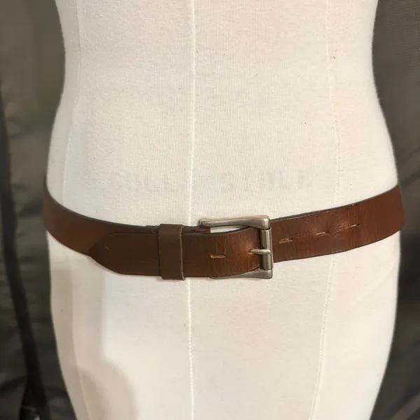 Vintage Brown Leather Belt Men's Unisex Classic Accessories Dress Up Work - Image 2