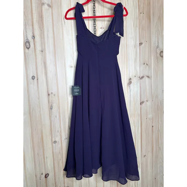 NWT Lulus Sophisticated Charisma Purple Tie-Strap A-Line Midi Dress Wedding XS - Image 6