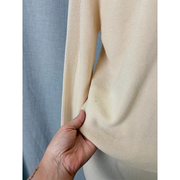 Elie‎ Tahari Merino Wool Cardigan Cream Open Front Hook Closure XL - Image 7