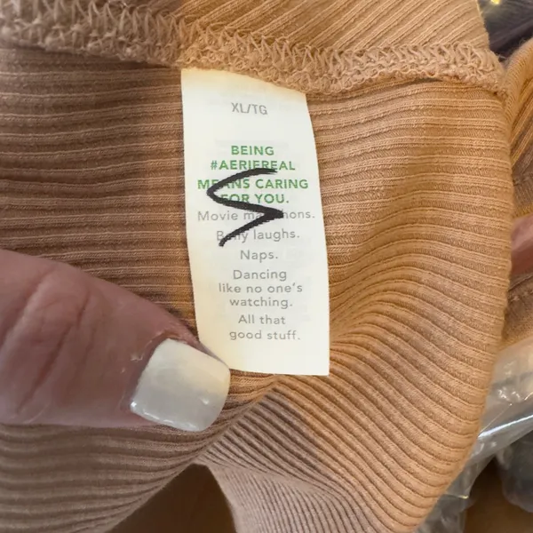 205 | Aerie Ribbed Corset Seam Crop Tank Top Tan Women XL Boho Summer Y2K - Image 7