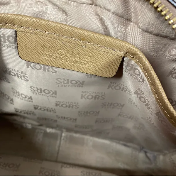 Michael Kors Sandrine Studded Crossbody Purse tan‎ saffiano leather - Image 2