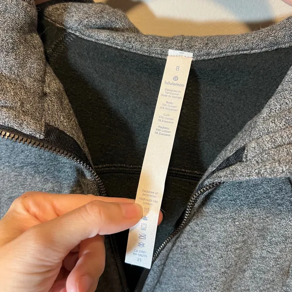 Lululemon Scuba Hoodie Full Zip Heathered Grey Fleece Sweatshirt Women's 8 - Image 3