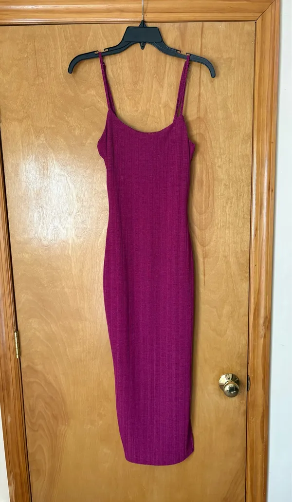 Shein Split Hem Magenta Glitter Cami Bodycon Dress - Image 2