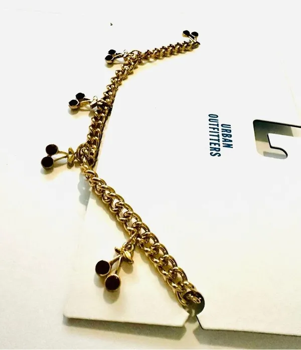 Urban Outfitters Cherry Charm Necklace NWT! Gold/ruby - Image 3