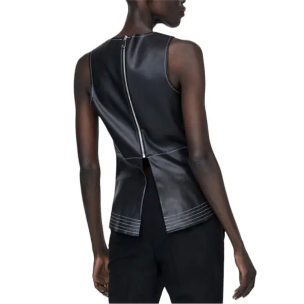 Zara Basic Faux Leather Sleeveless Top - Image 8