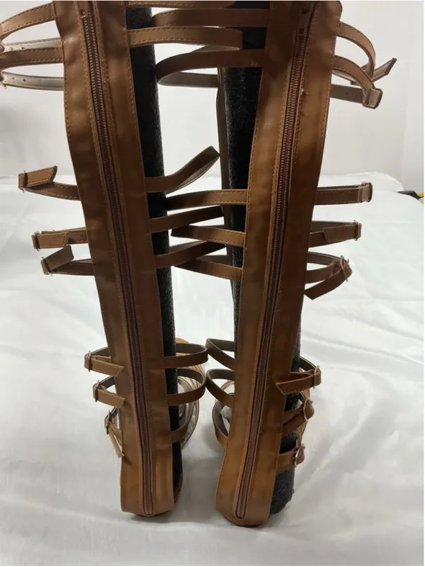 Womans New Bf Betani Pocahontas Knee High Gladiator Sandals 9 Cognac Strappy - Image 5