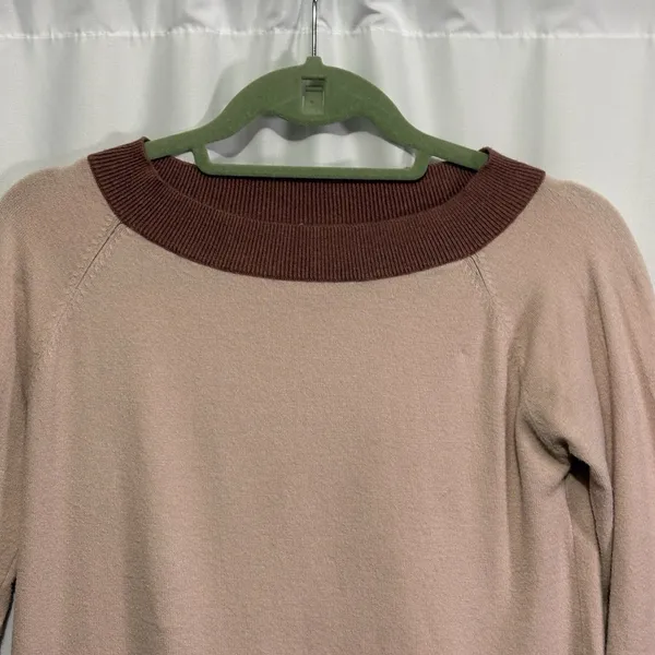 Bohme Colorblock Knit Sweater Women’s Small Blush Brown Balloon Sleeve Soft - Image 6