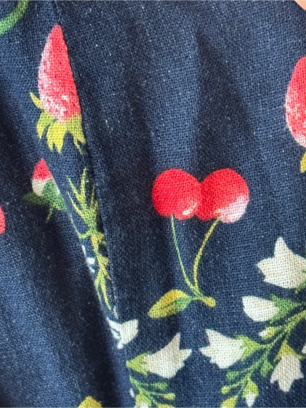 Old Navy fruits veggies midi dress linen fit & flare navy sleeveless pockets - Image 10