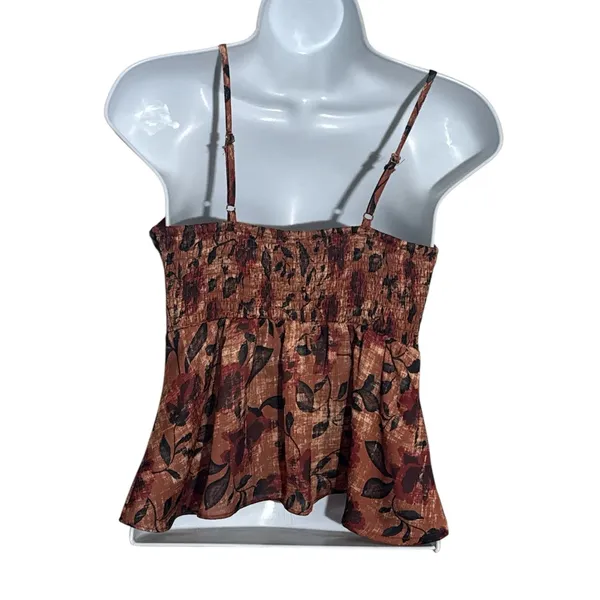 NWOT Aqua Retro Brown Y2k Floral Print Women's Top‎ Size XS - Image 4