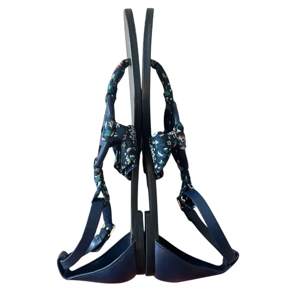 Tory Burch‎ Miller Scarf Sandals Navy Floral Ankle Strap 8 - Image 7
