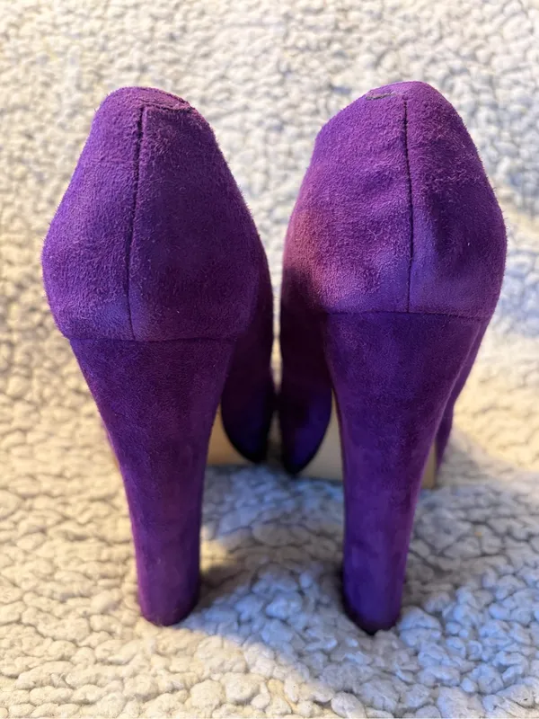 Steve Madden Sarrina Purple Suede Platform Pumps Chunky Block Heel Size 6.5. - Image 4