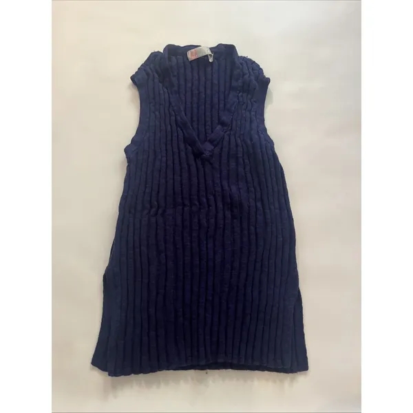 Small FP Free People Beach Veda Navy Ribbed V-Neck Sweater Vest Tank Top - Image 2