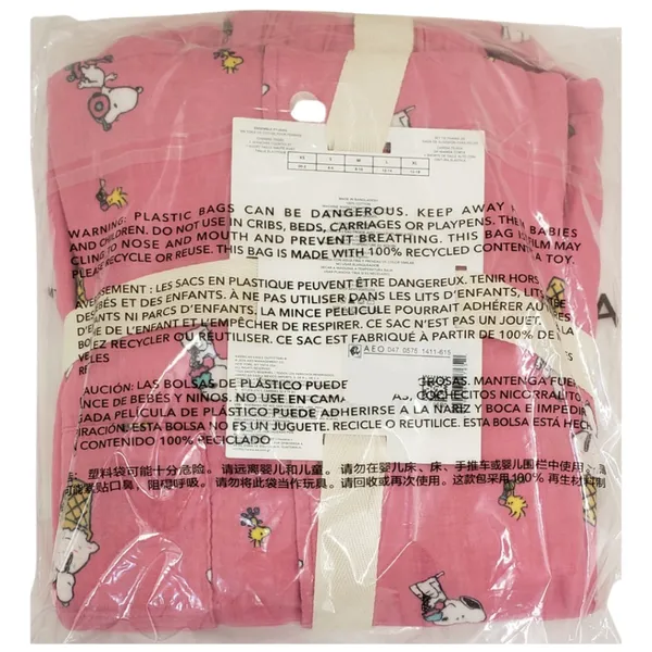 AMERICAN EAGLE Pajama Set Large Snoopy Peanuts Cotton Gauze Short Sleeve Top & Shorts - Image 2