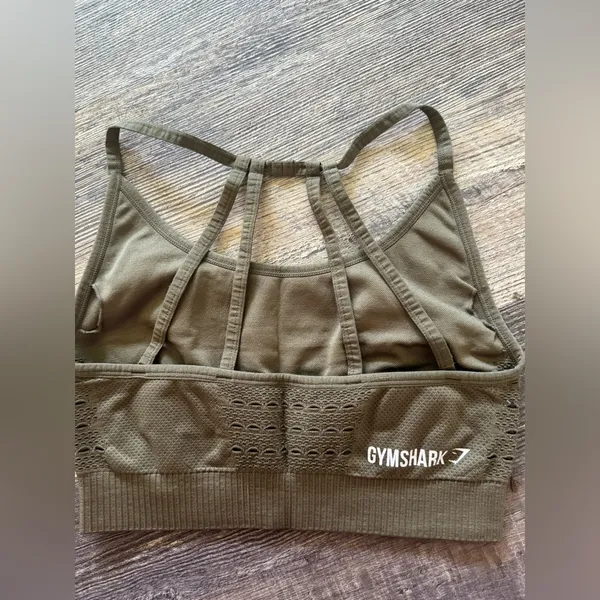 Gym Shark Flex Sports Bra Olive Green‎ Small - Image 3