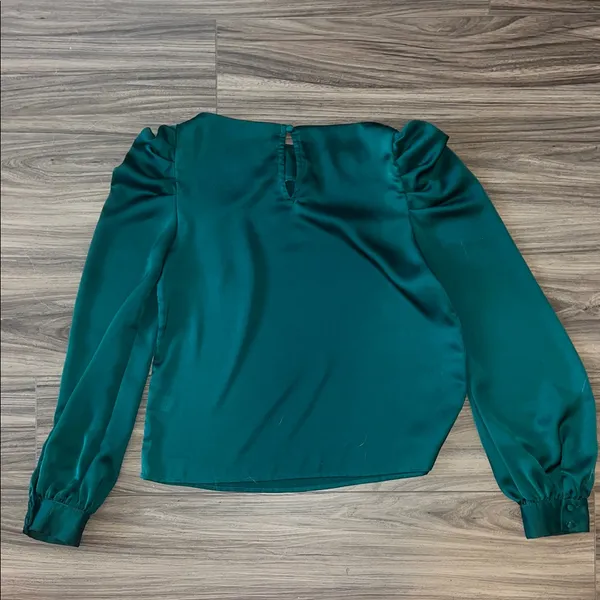 Lulus Love You Dearly Forest Green Satin Long Sleeve Top - Image 7