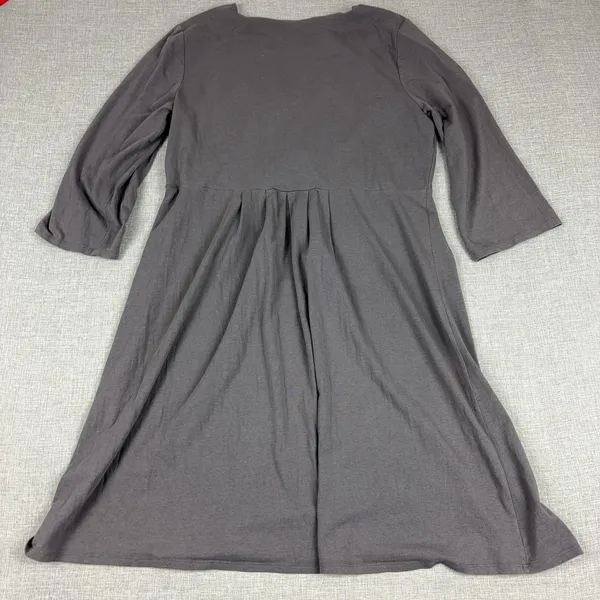Garnet Hill Dress Womens XL Gray V-Neck Empire Waist Jersey A-Line Knee Length - Image 2