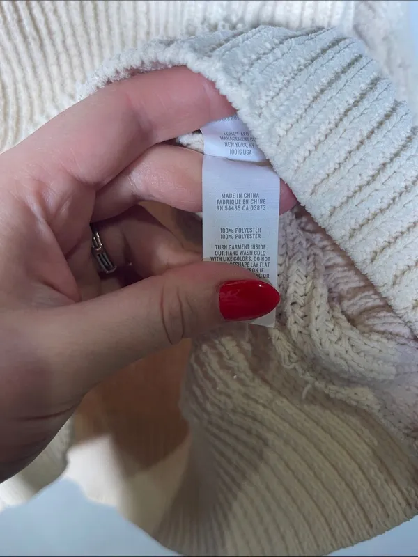 Aerie Womens Sugar Rush Chenille V Neck Sweater Cream Xs - Image 4