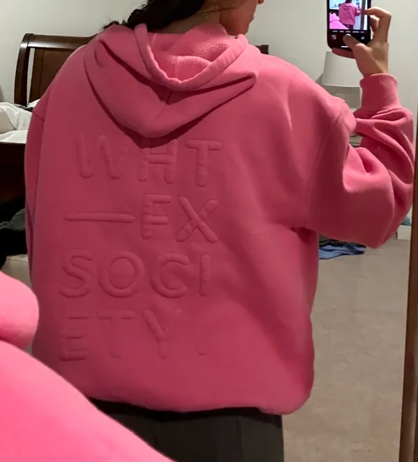 Right On The Line Hoodie Pink White Fox Boutique S/M - Image 3