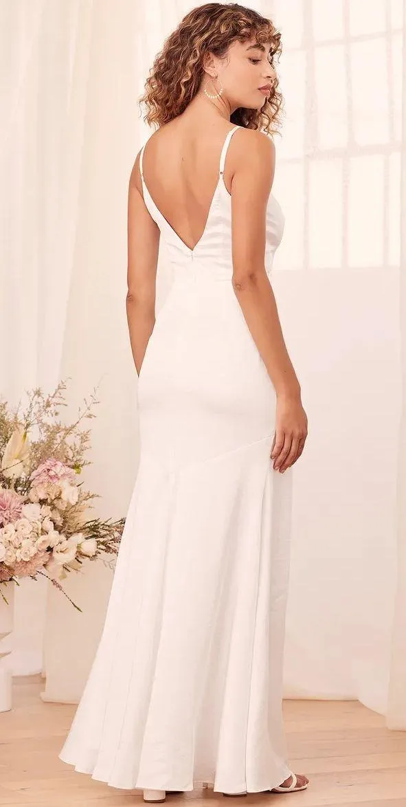 Lulus White Satin Maxi Dress - Image 2