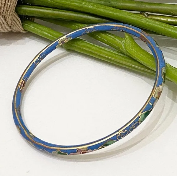 Vintage Cloisonné Skinny Bangle Bracelet - Image 7