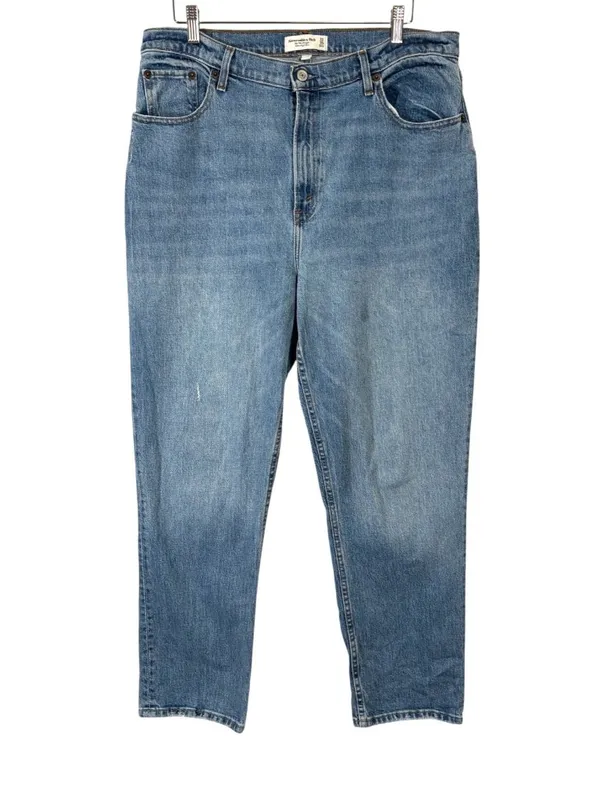 Abercrombie and Fitch The 90s Straight Leg Ultra High Rise Denim Jeans Size 16 - Image 3