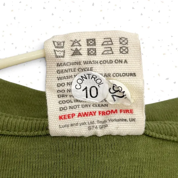 Lucy Yak Olive Green Long Sleeve Tee Lettuce Hem Crop Top Fit Fall Shirt Size M - Image 5