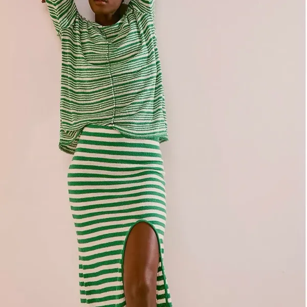 NWT FREE PEOPLE Bailey 3Pc Sweater Set Tennis Green Fairway Combo XL SOLD OUT - Image 4