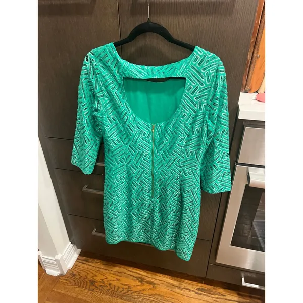 Lilly Pulitzer Camellia‎ dress in the Fern Green Bamboo Geo Lace size 8 - Image 3