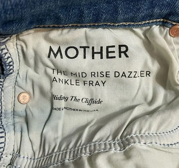NWT MOTHER Denim Mid Rise Dazzler Ankle Fray Jeans Riding Cliffside Size 26 - Image 11