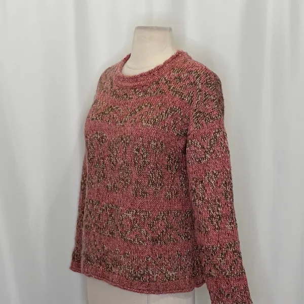 SUNDANCE Marled Roll Neck Sweater Wool Mohair Pink‎ Green Pullover Knit Small - Image 5