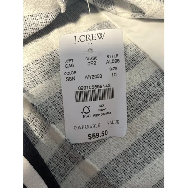 J.Crew Striped Shorts Womens 10 Navy White Nautical High‎ Rise Cotton AL596 NWT - Image 4