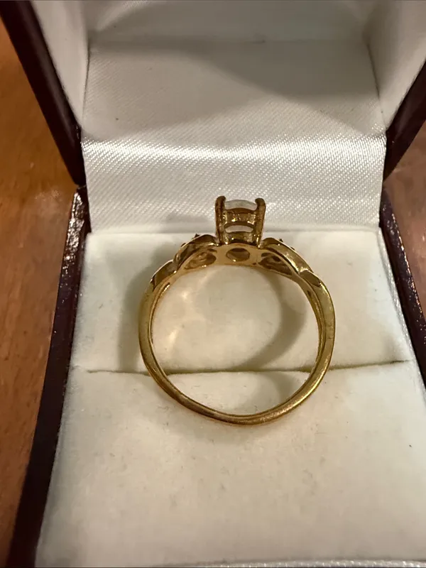 Vintage Victorian-Inspired 14K HGE Ring with Oval Moonstone Size 7 1/2 - Image 6