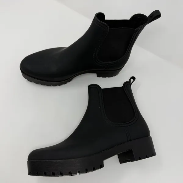 Jeffrey Campbell Rain Boots Women 41 Black Excellent Lug Sole Chelsea Ankle - Image 5